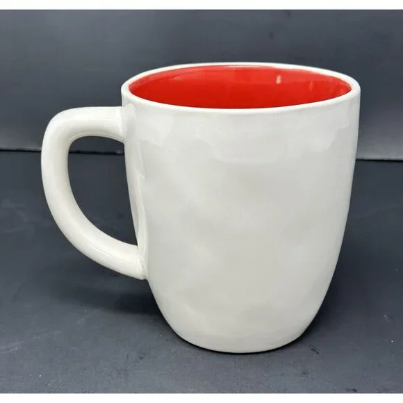 RAE DUNN FALALA White Coffee Mug Stem Font Red Interior 20 oz Christmas Magenta - Picture 3 of 8